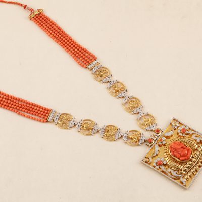F641 Diamond & Coral Astamangal Necklace