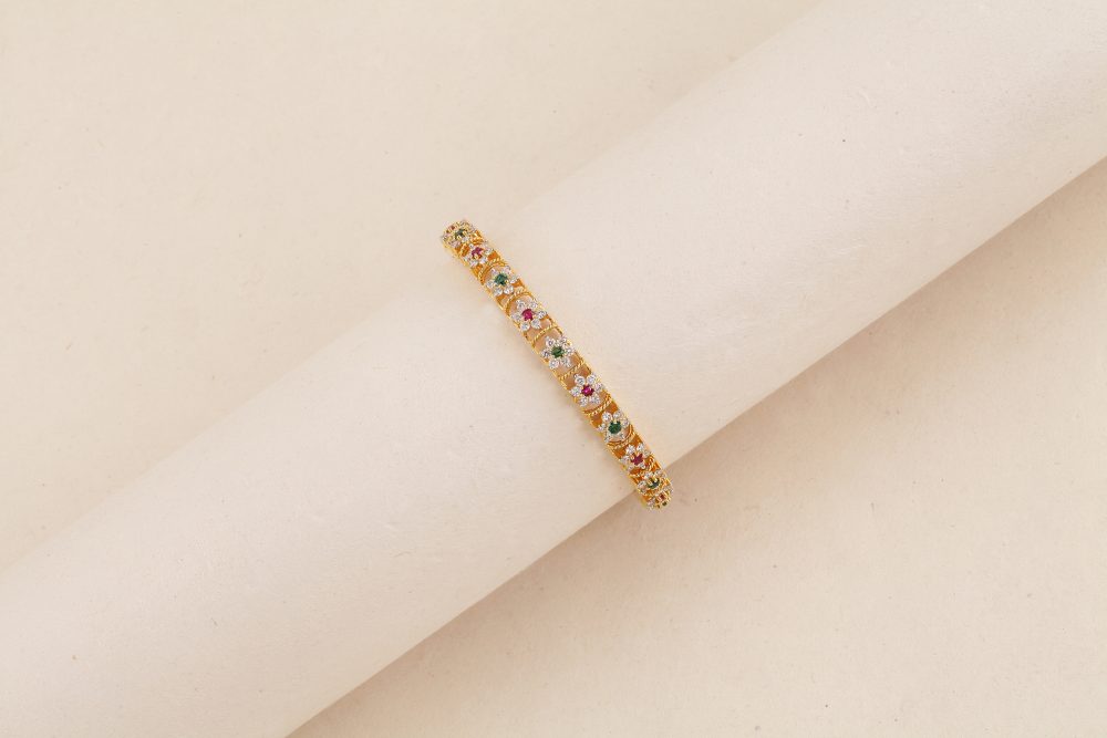 G818 Diamond & Ruby With Emerald Bangle