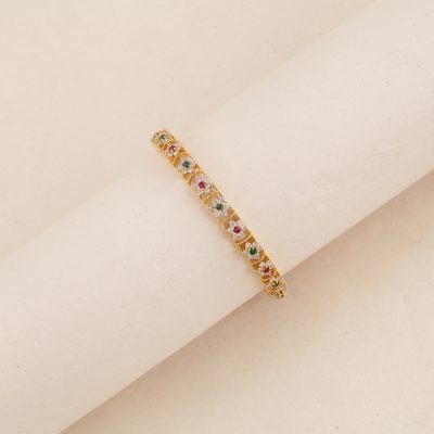 G818 Diamond & Ruby With Emerald Bangle
