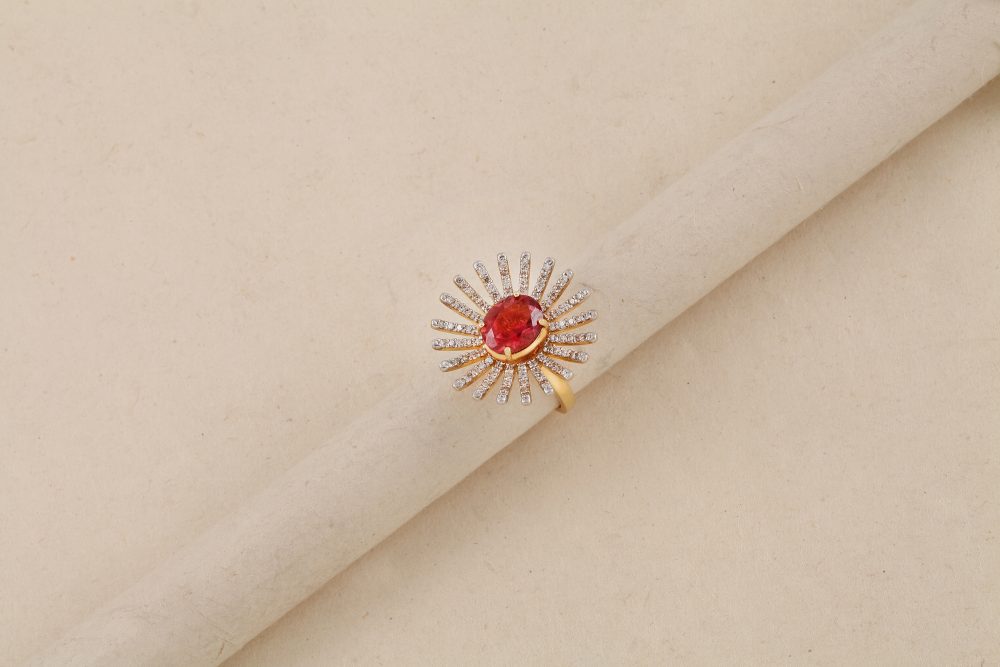 GB32 Diamond & Pink Topaz  Ring