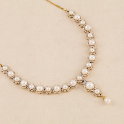 GB327 Diamond Pearl Necklace
