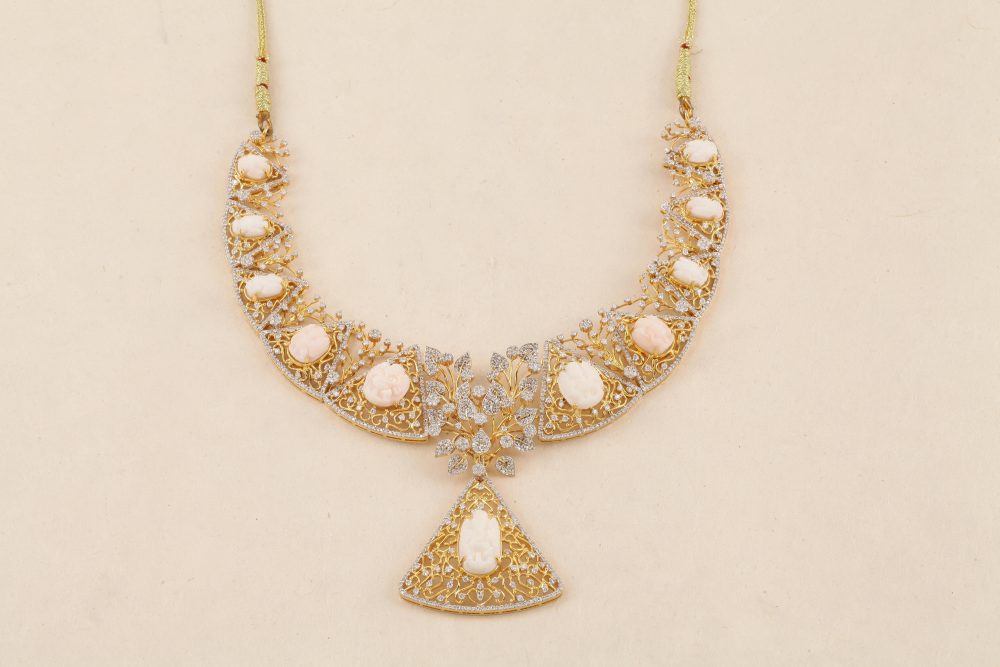 GB368 Diamond Coral Necklace