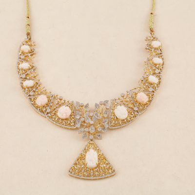 GB368 Diamond Coral Necklace