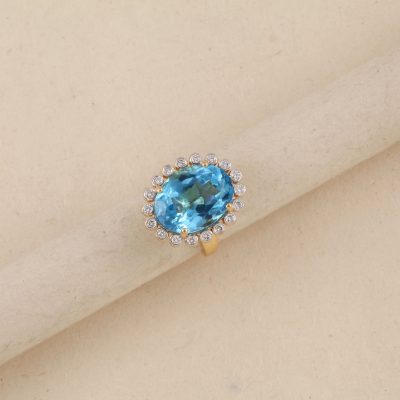 GB39 Diamond Blue Turquoise Ring