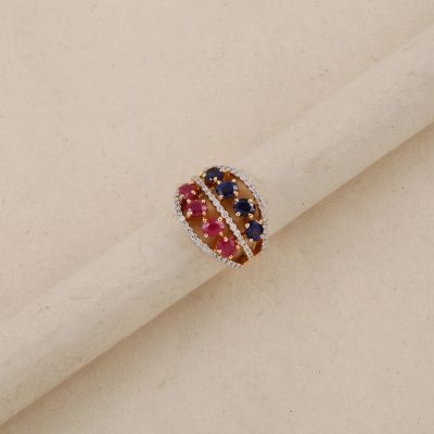 K3080 Diamond & Ruby With Sapphire Ring