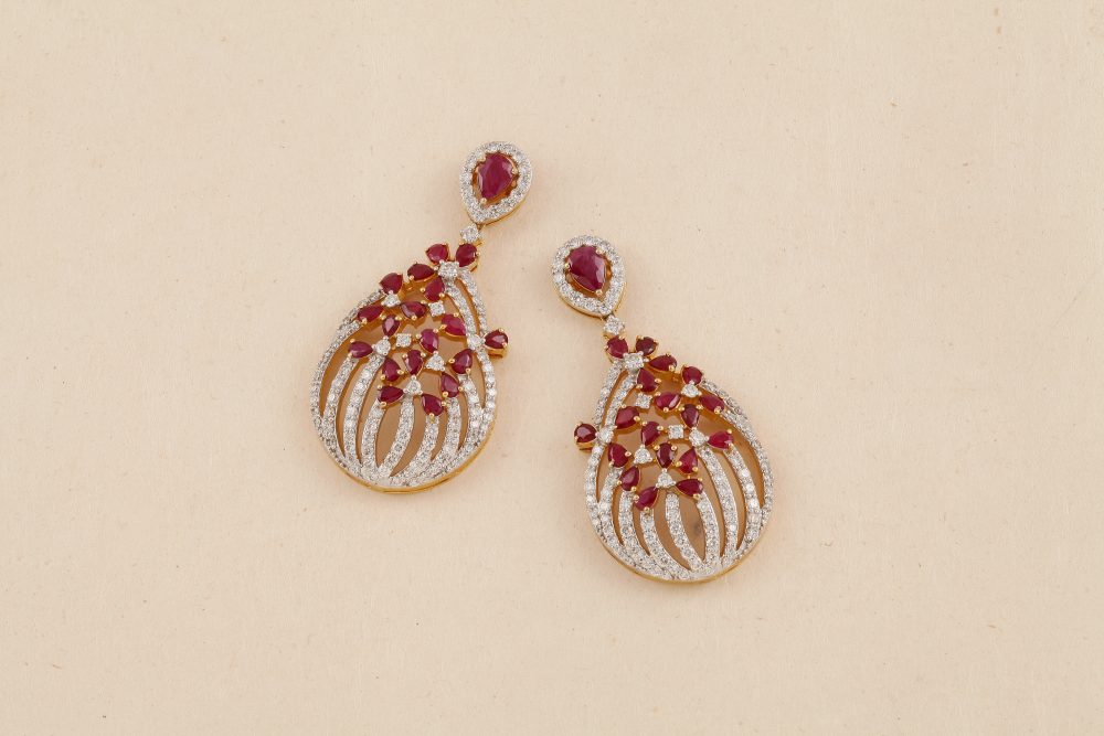 L2344 Diamond & Ruby Earring