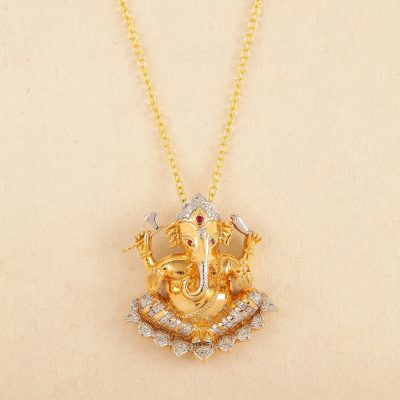 M3174 Diamond & Ruby Ganesh Pendent