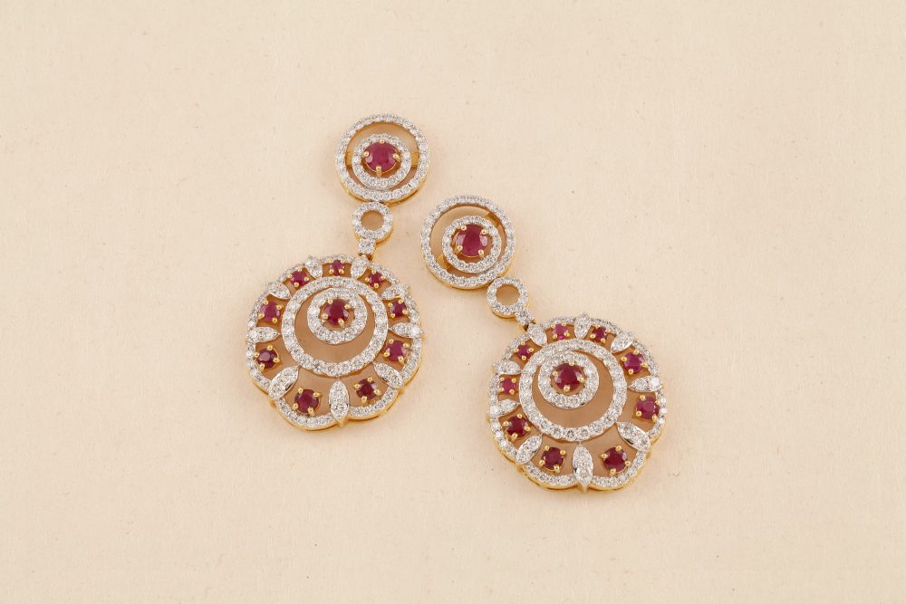 M657 Diamond & Ruby Earring