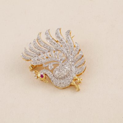 N4039 2 in 1 Diamond Ruby Brooch