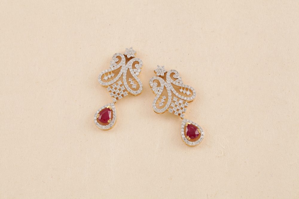 P1850 Diamond Ruby Earring