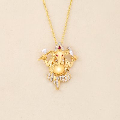 O1242 Diamond Ruby Ganesh Pendent