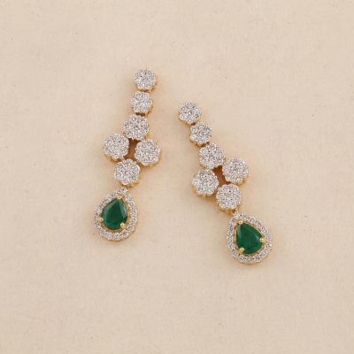O3856 Diamond &  Emerald Earring