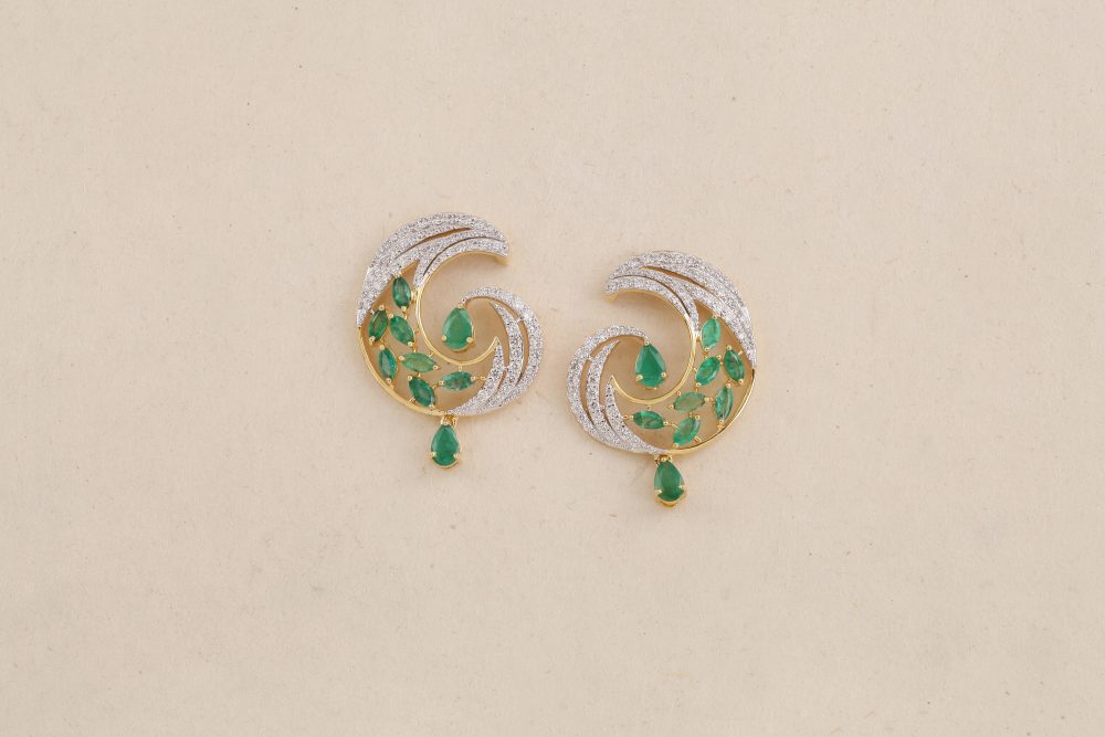 K3089 Diamond Emerald Earring