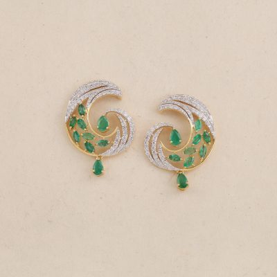 K3089 Diamond Emerald Earring