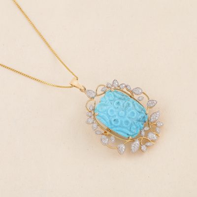 GC885 2 in 1 Diamond Turquoise Pendent