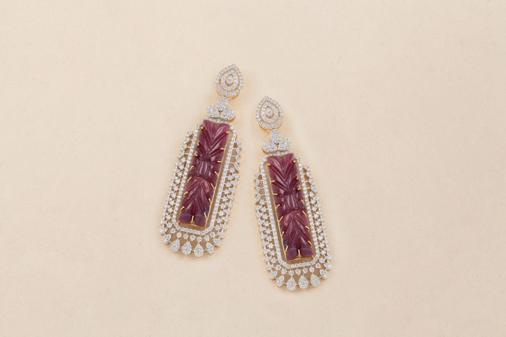 GC1011 Diamond Tourmaline Carving Earring