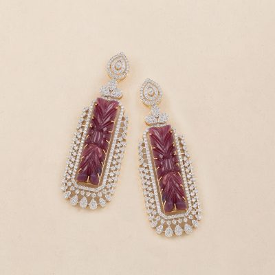 GC1011 Diamond Tourmaline Carving Earring