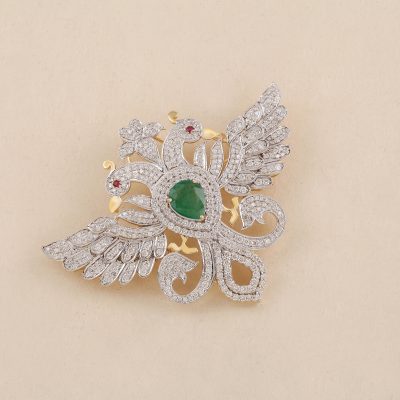 GC1059 2 in 1 Diamond , Ruby & Emerald Brooch