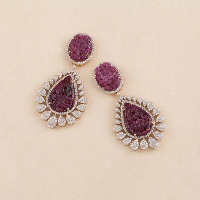 GC1104 Diamond Ruby Carving Earring