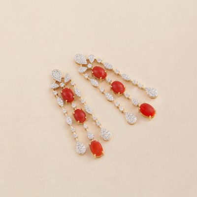 GC1386 Diamond Coral Earring