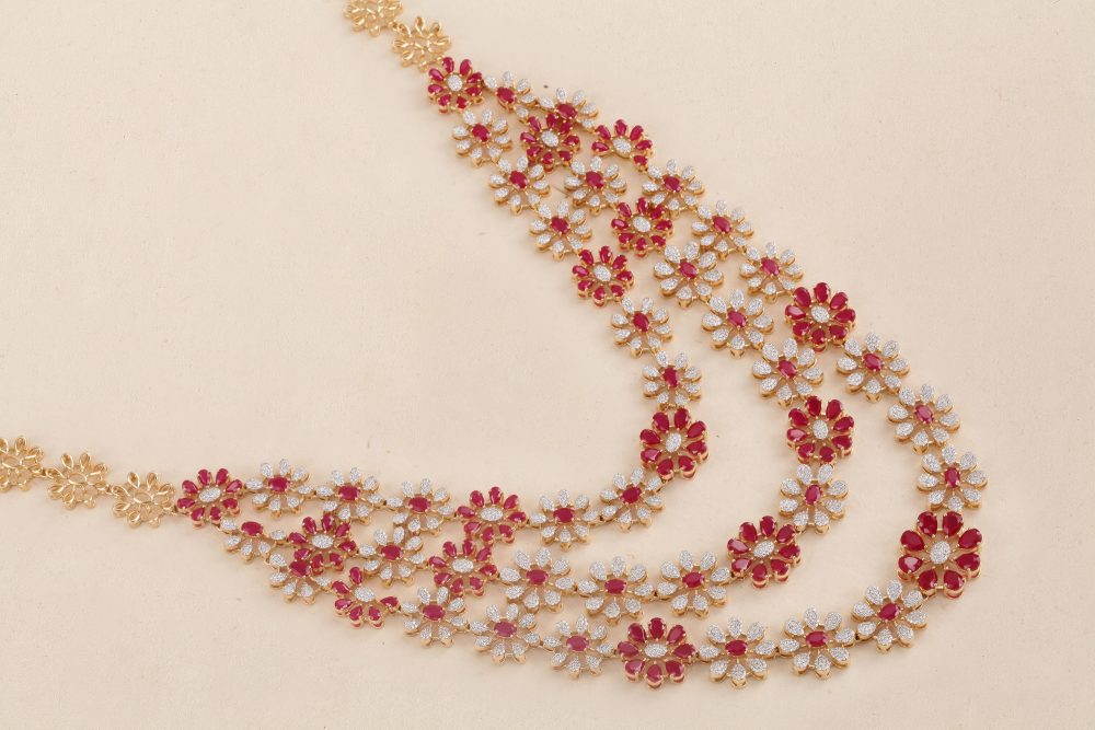 GC1387 Diamond Red Stone Necklace