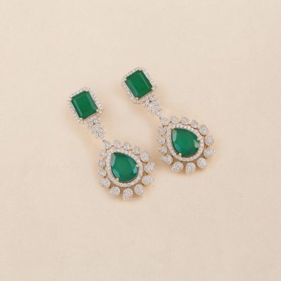 GC1445 Diamond Green Stone Earring