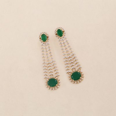 GC1658 Diamond Green Stone Earring