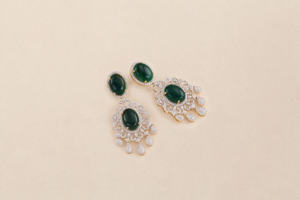 GC1713 Diamond Green Jasper Earring