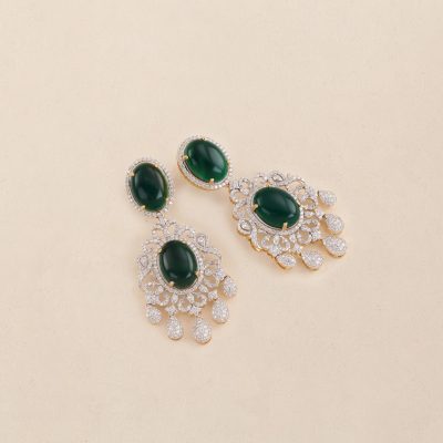 GC1713 Diamond Green Jasper Earring