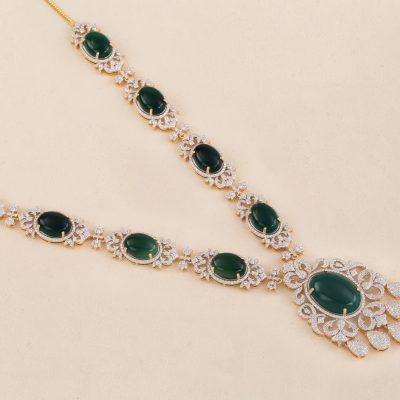 GC1714 Diamond Green Jasper Necklace