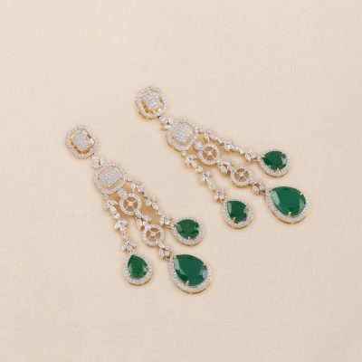 P2049 Diamond Green Stone Earring