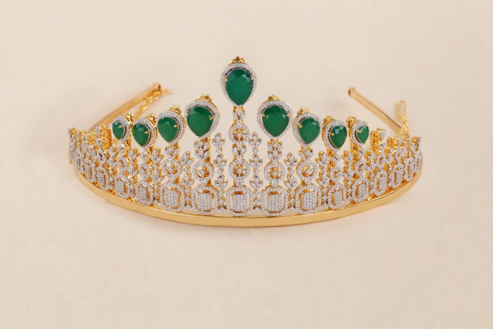 P2050 2 in 1 Diamond Green Stone Crown